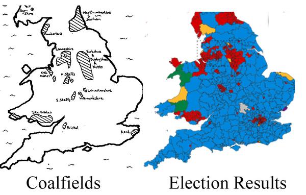 Distribution of Labour seats compared to England and Wales coalfields.