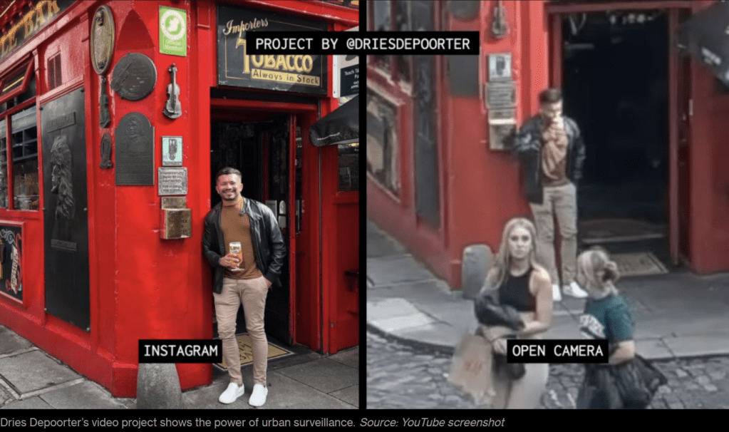 David Rodrigues’s Instagram photo next to a still from an EarthCam video.